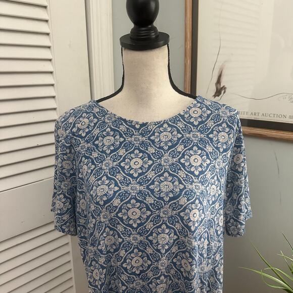 FAT FACE Womens Dress 12 Blue Tile Pattern Jersey Knit Casual Boho Summer Beach - Picture 2 of 10